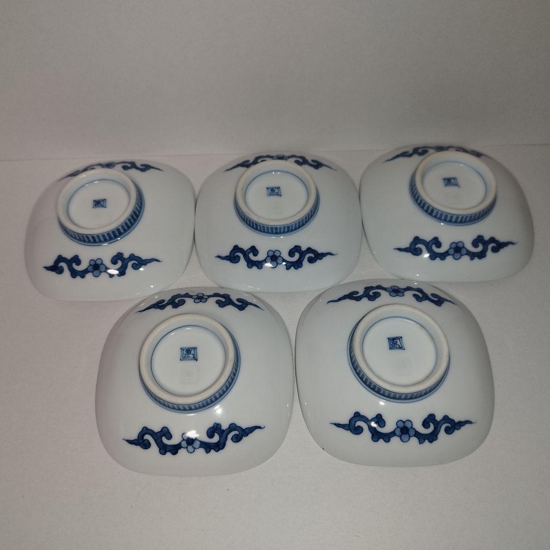 【未使用】畑萬陶園　玉彩梅詰　角皿　8.5cm　小皿　５枚セット