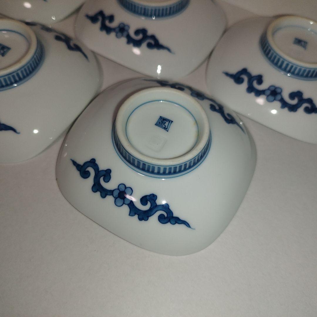 【未使用】畑萬陶園　玉彩梅詰　角皿　8.5cm　小皿　５枚セット