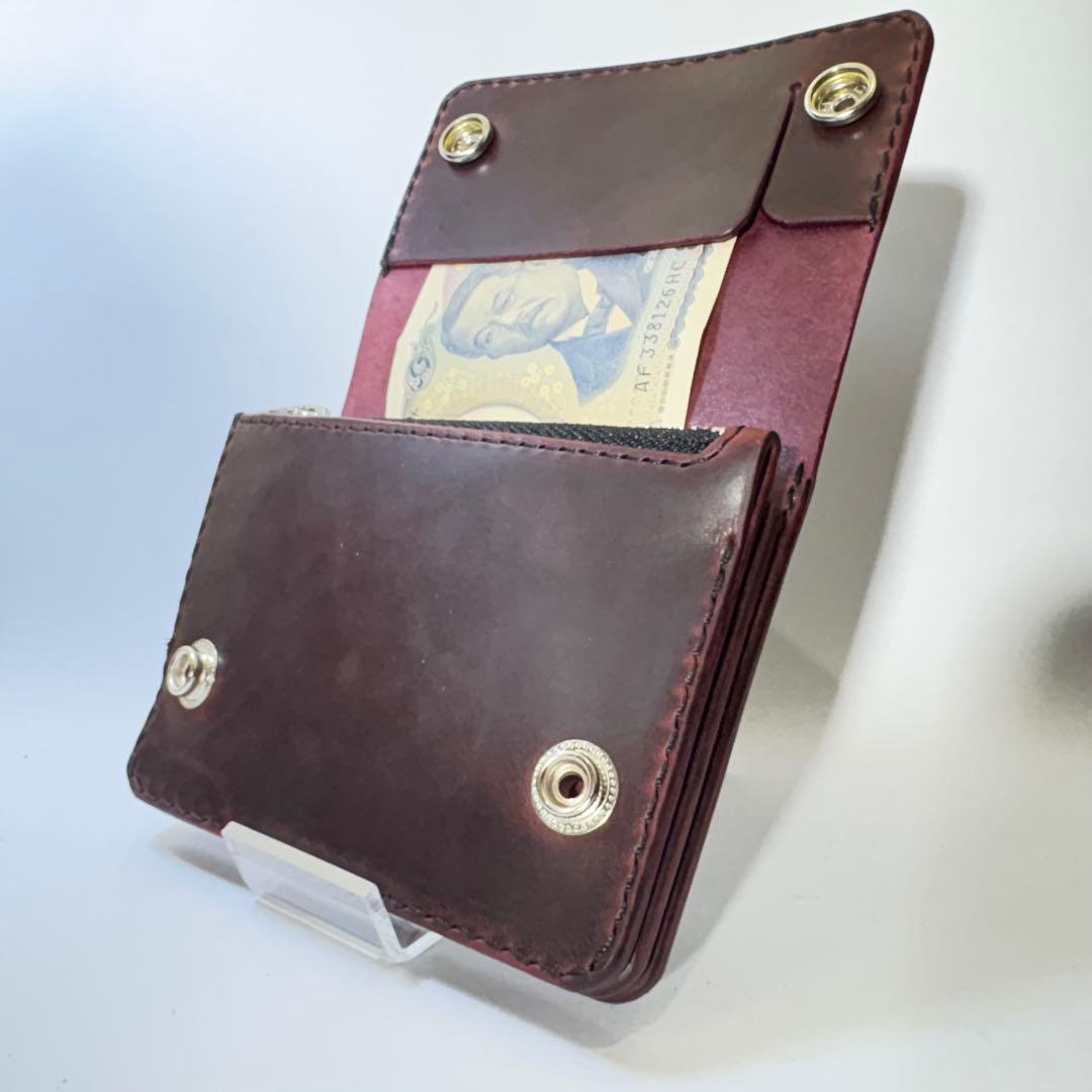 トラッカーウォレット　ショート　ホースバット　ワイン　二つ折り財布