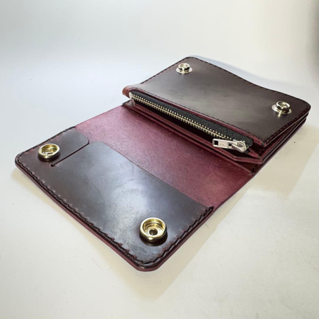 トラッカーウォレット　ショート　ホースバット　ワイン　二つ折り財布
