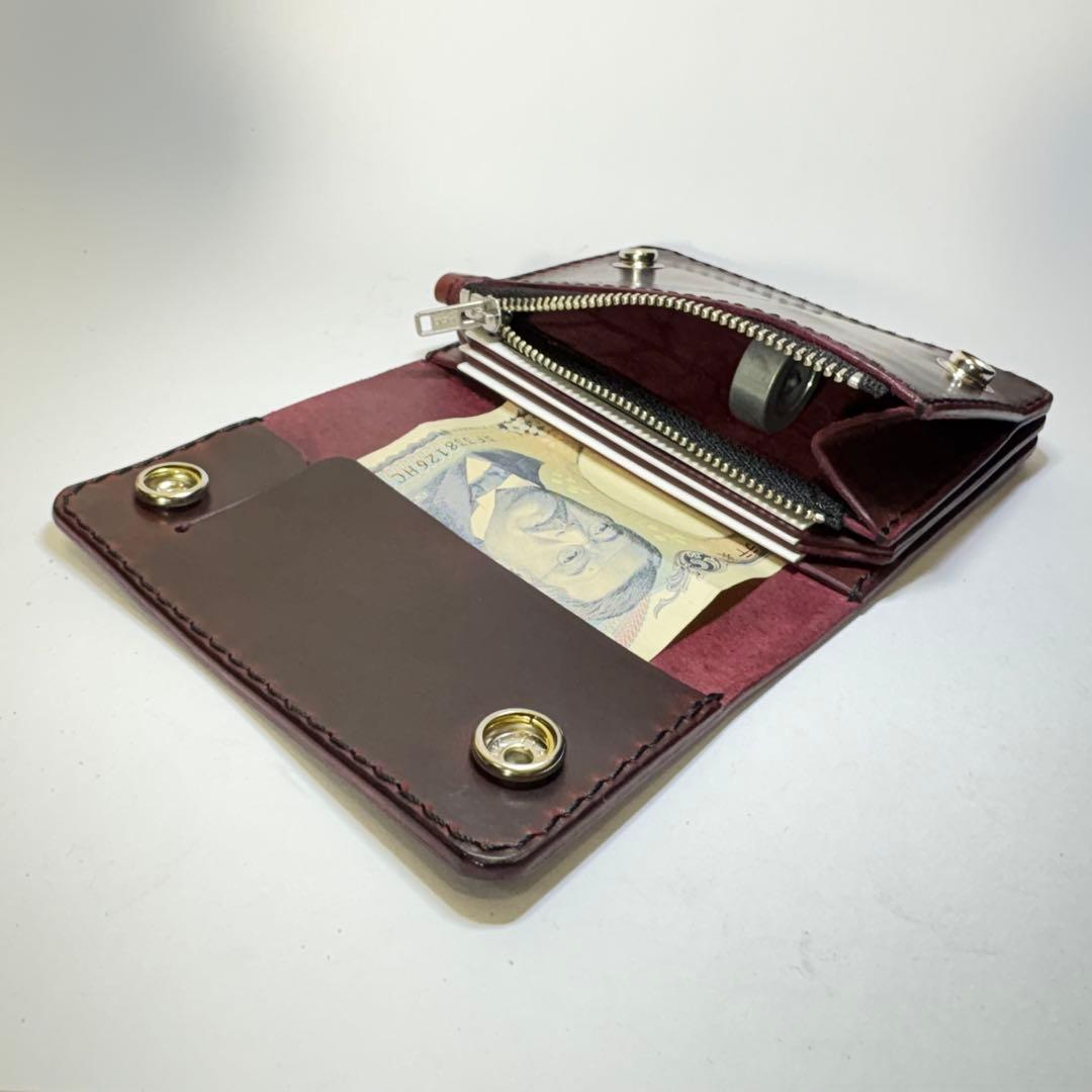 トラッカーウォレット　ショート　ホースバット　ワイン　二つ折り財布