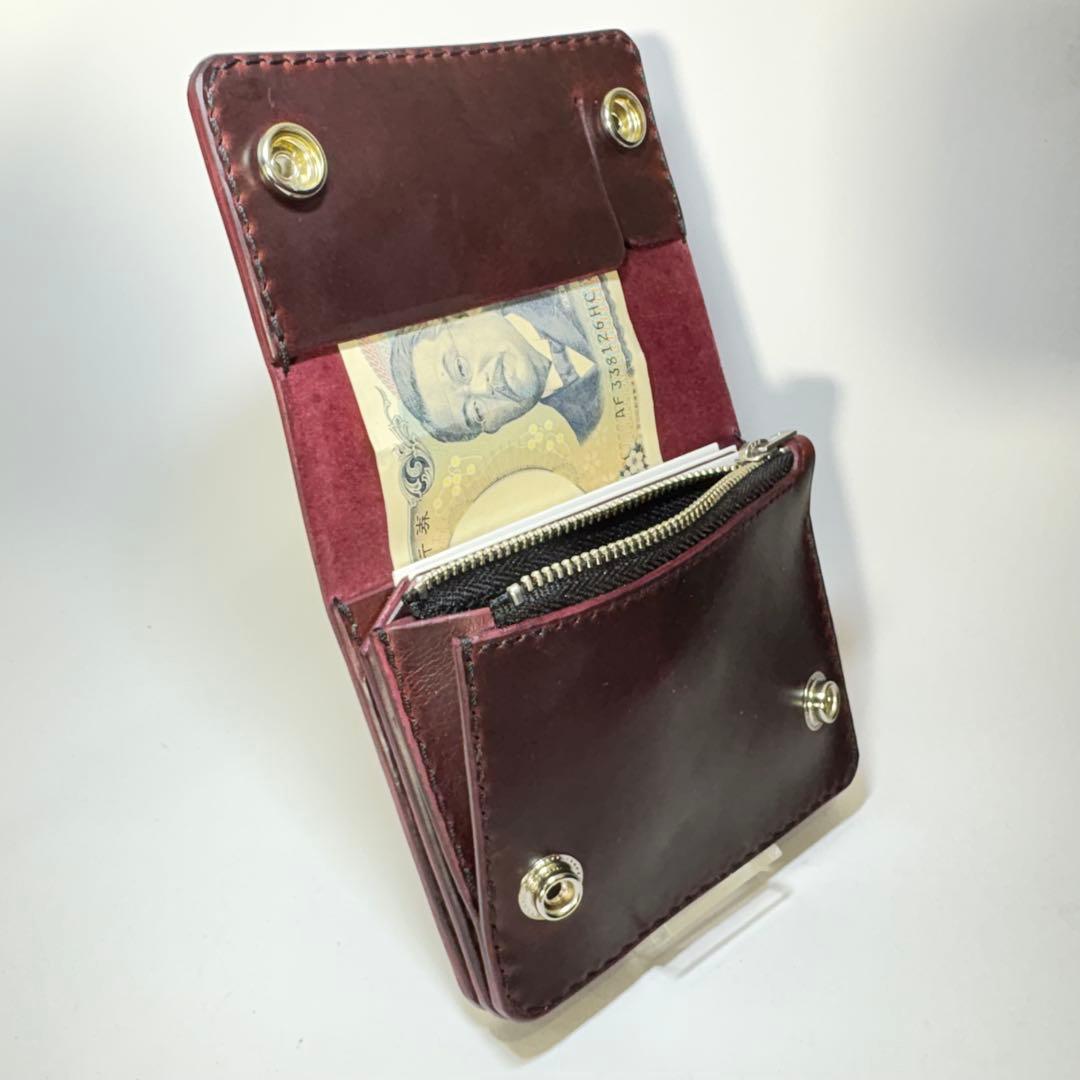 トラッカーウォレット　ショート　ホースバット　ワイン　二つ折り財布