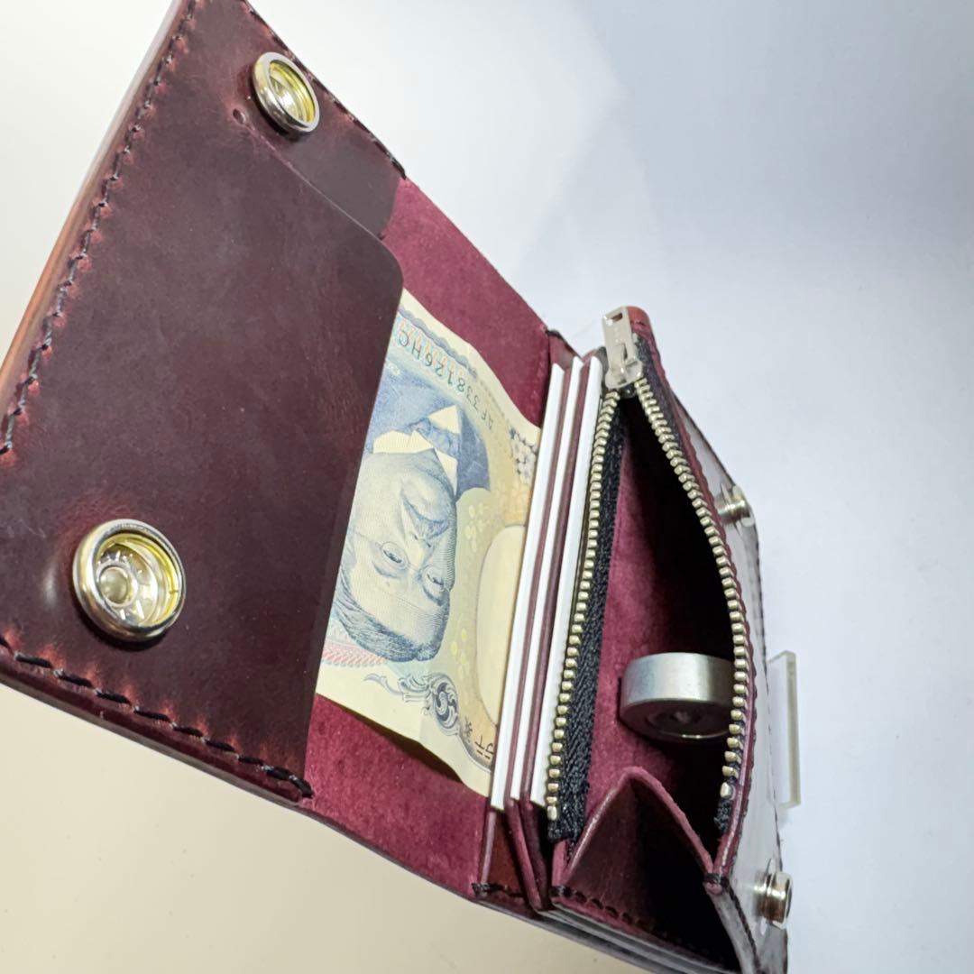 トラッカーウォレット　ショート　ホースバット　ワイン　二つ折り財布