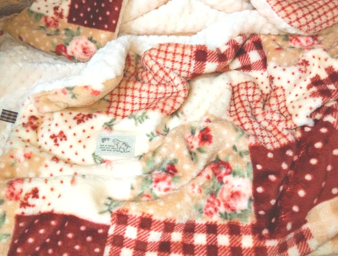 専用⭐みかん❤トロっふわ❤Wボア☆特大ブランケット❤flowerパッチ