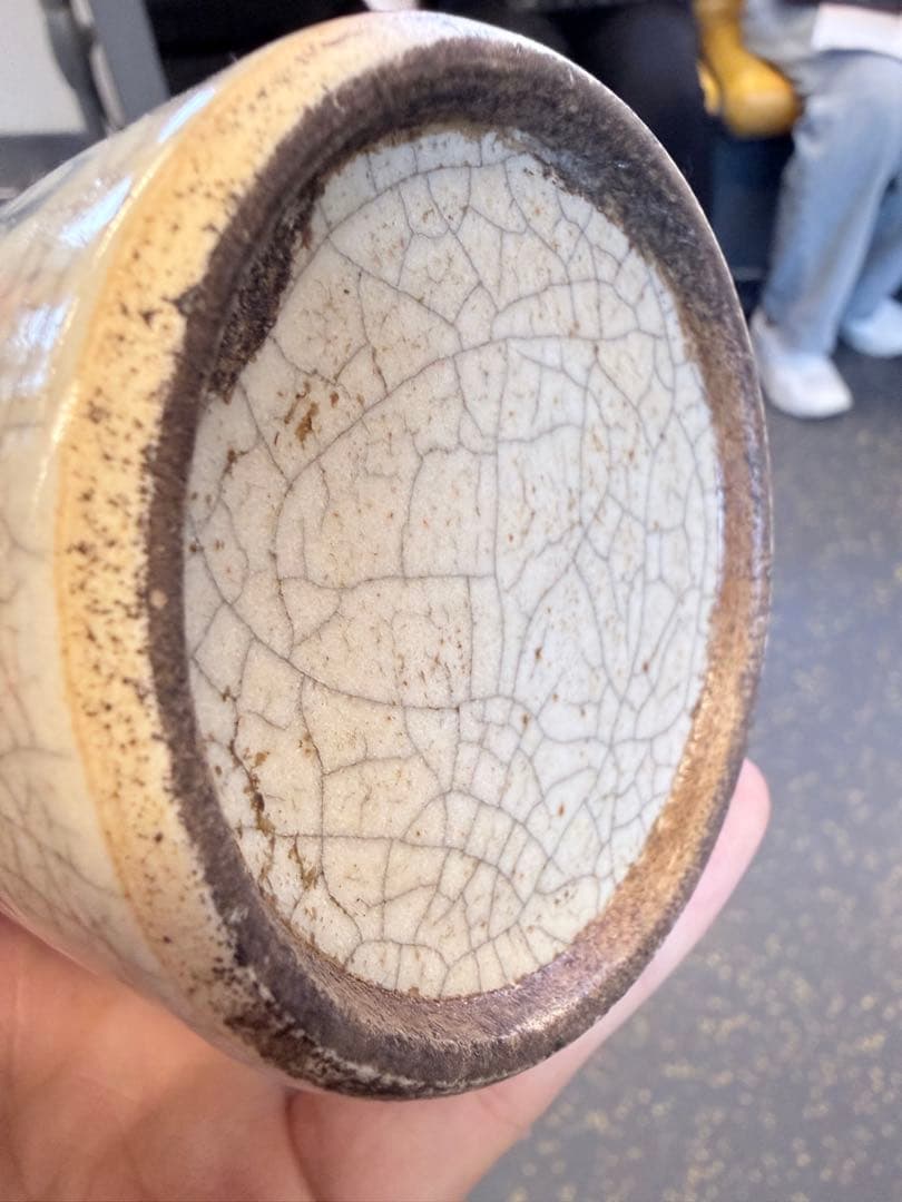 【骨董】清時代青花 貫入 染付の筆筒　古玩