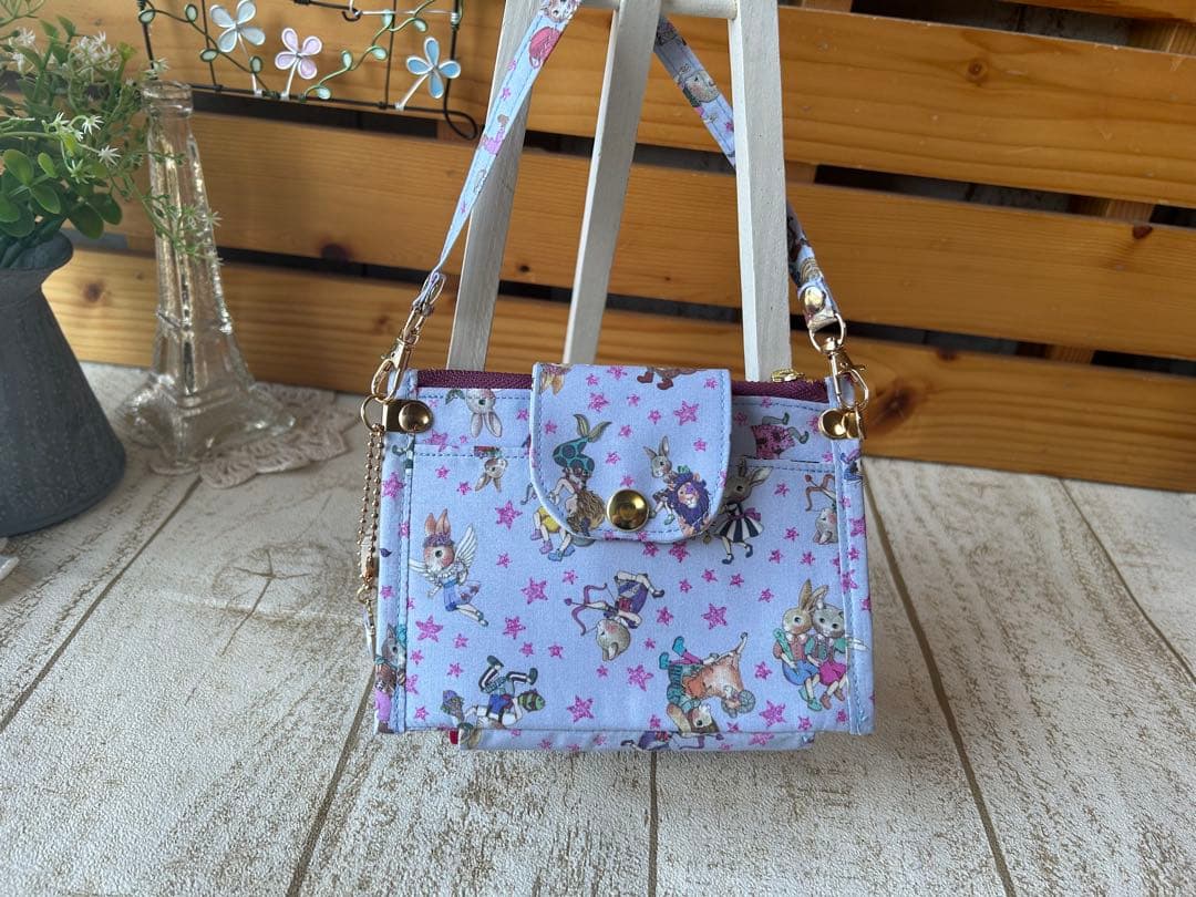 軽量薄型♡お札入れ付きケース　財布ジョリーフルール　星座グレー