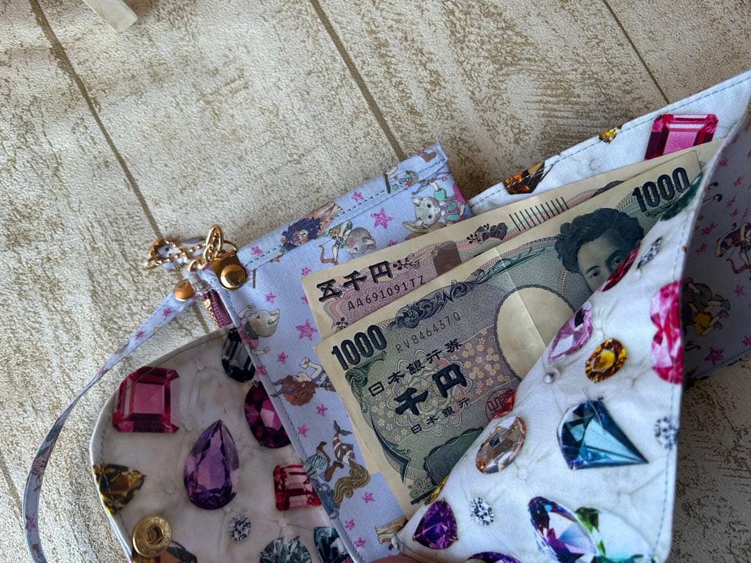 軽量薄型♡お札入れ付きケース　財布ジョリーフルール　星座グレー