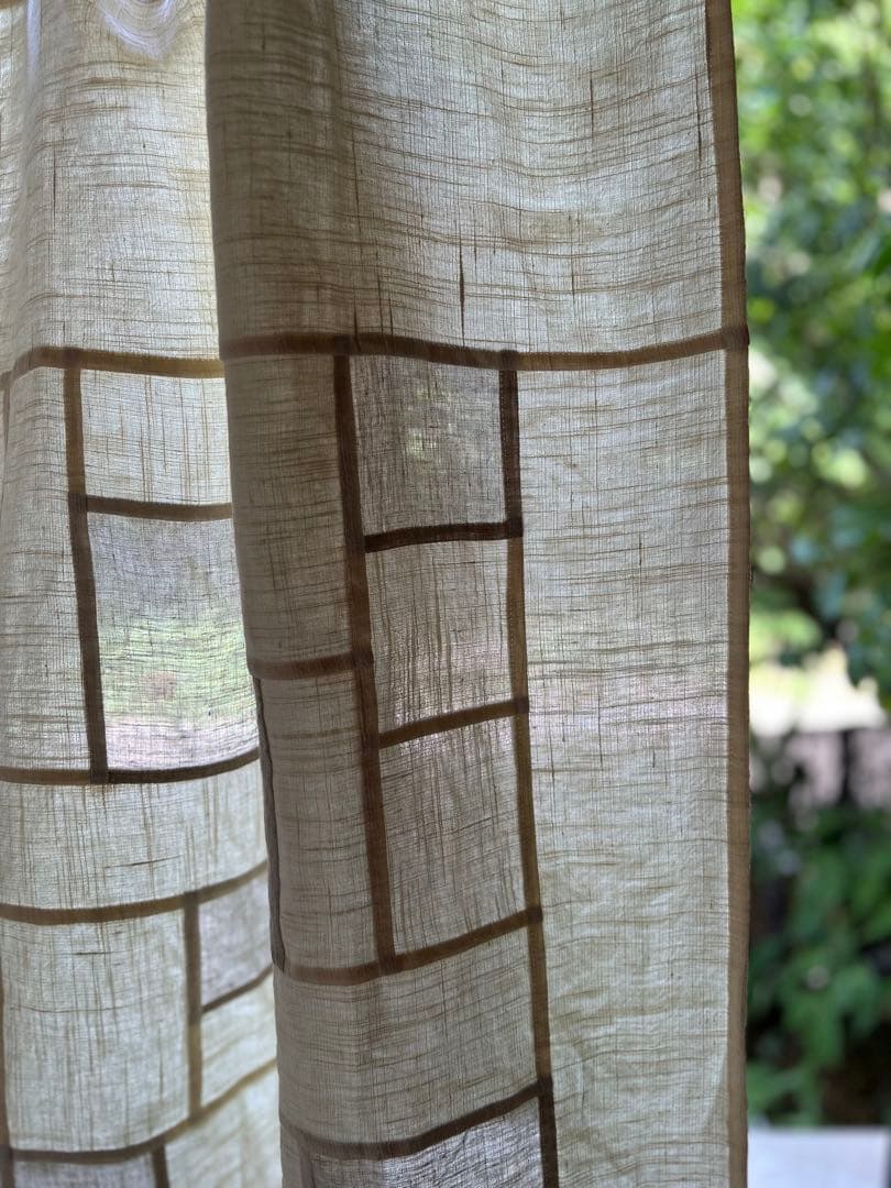 「薄ベージュと生成色」麻ポジャギ