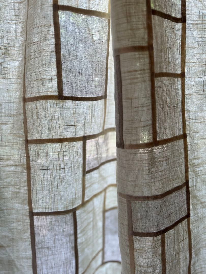 「薄ベージュと生成色」麻ポジャギ