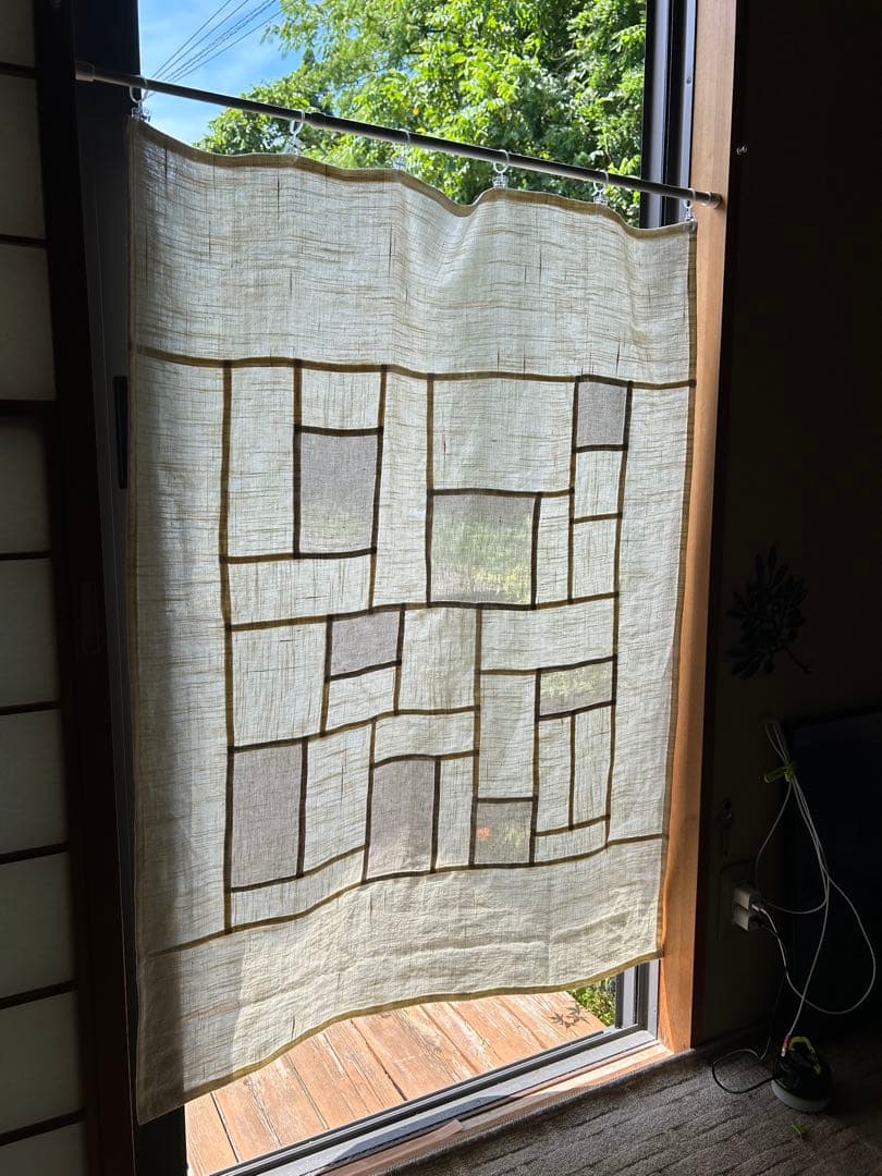 「薄ベージュと生成色」麻ポジャギ