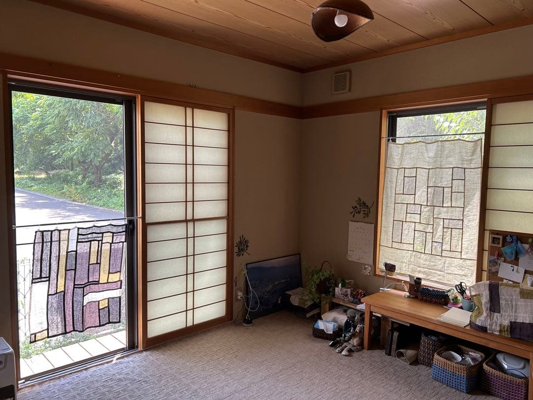 「薄ベージュと生成色」麻ポジャギ