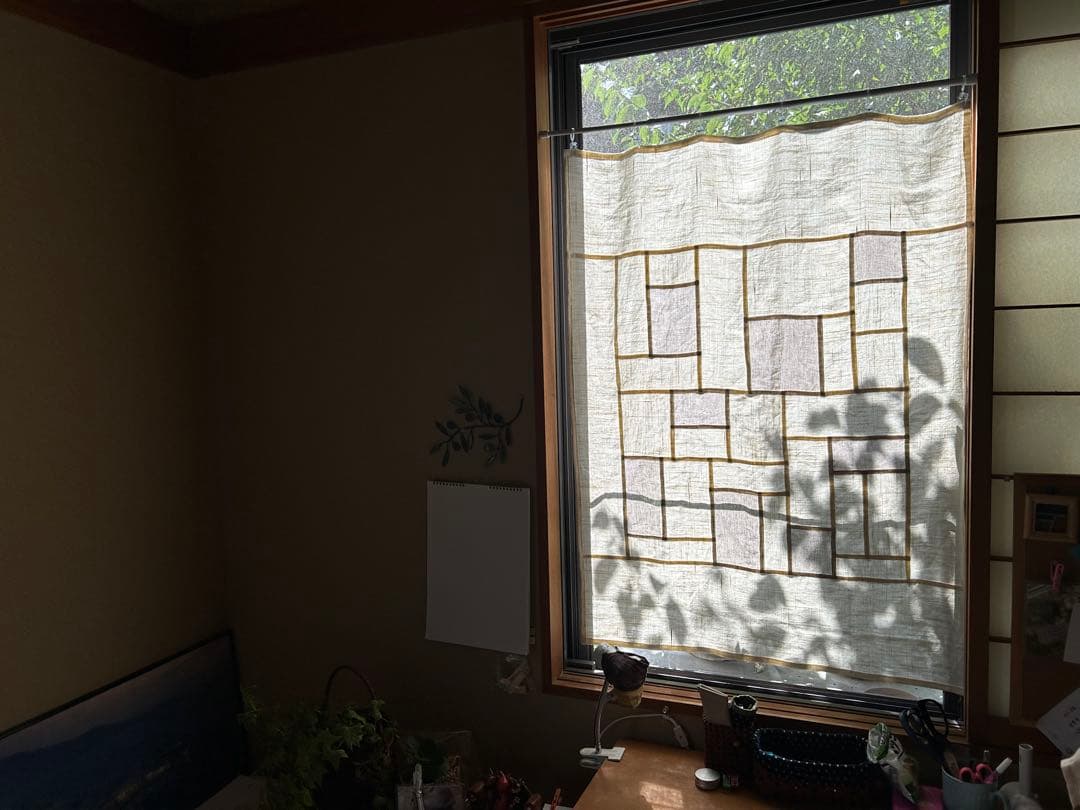 「薄ベージュと生成色」麻ポジャギ