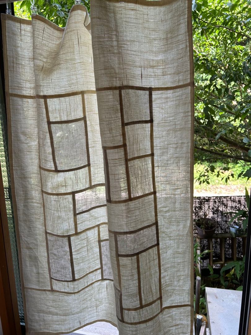 「薄ベージュと生成色」麻ポジャギ