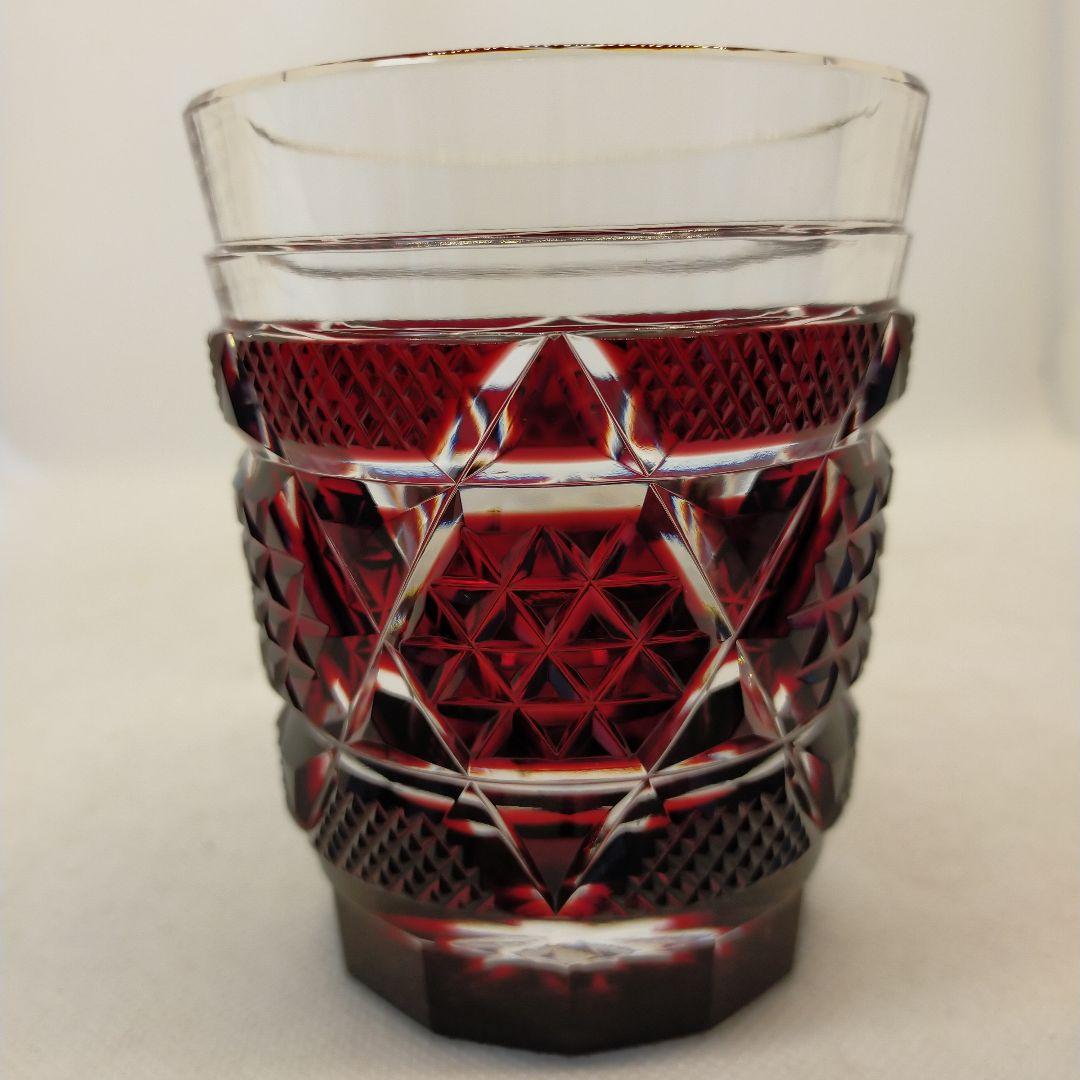 薩摩切子　最高級　薩摩ガラス工芸作　オールドファッションズ　タンブラー　紅