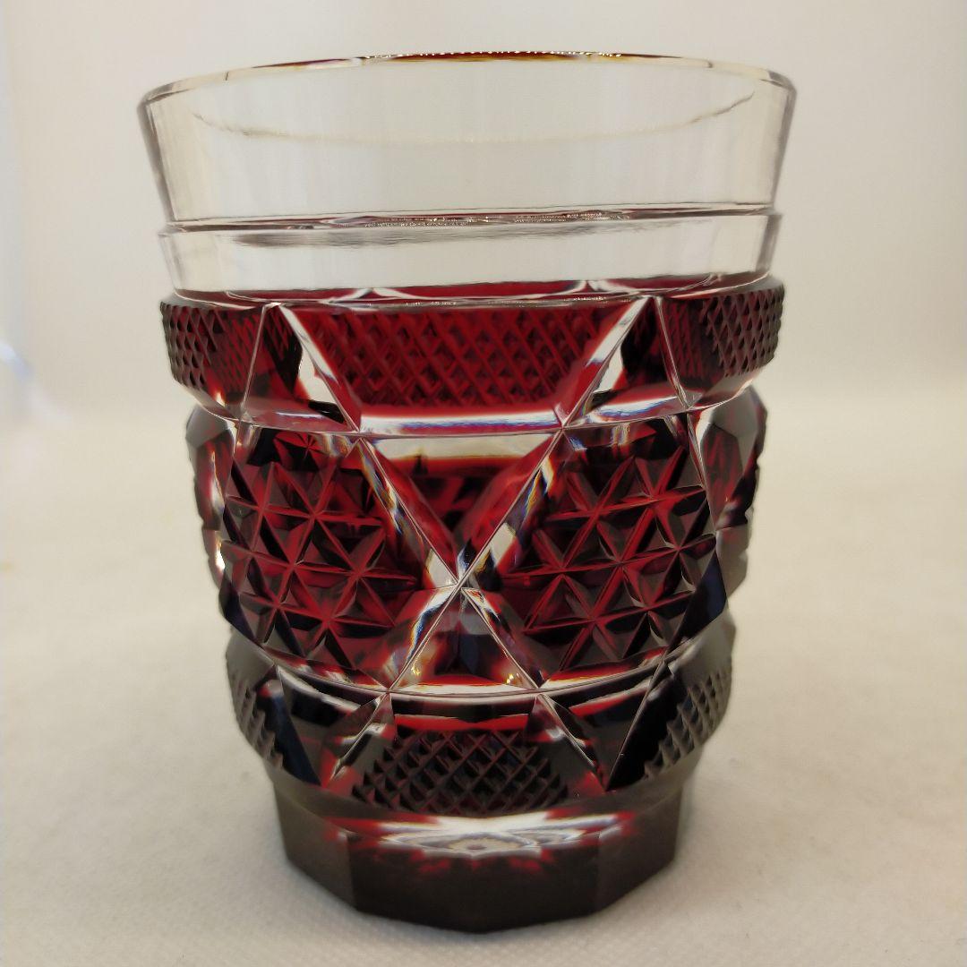 薩摩切子　最高級　薩摩ガラス工芸作　オールドファッションズ　タンブラー　紅