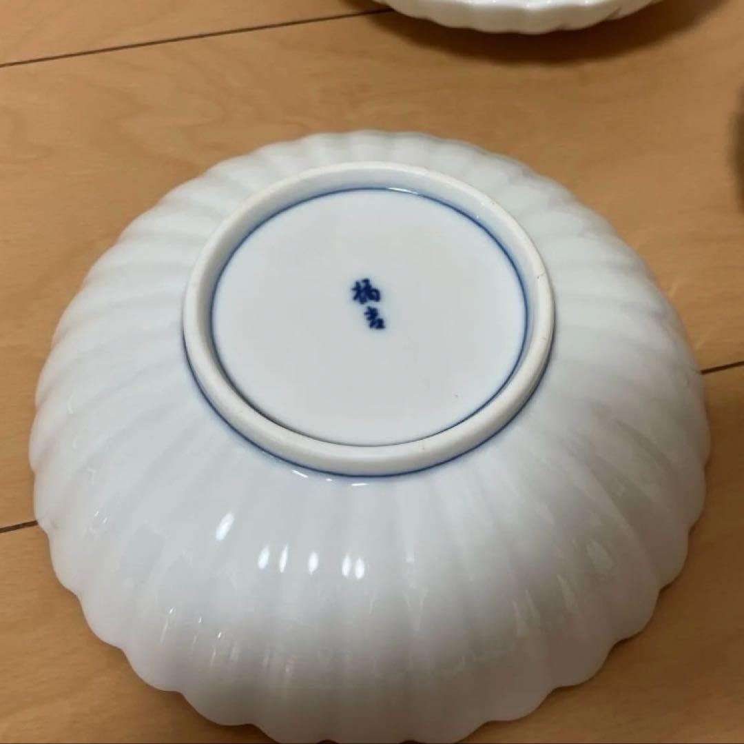 【セット】美濃焼 白菊 菊寿 菊割皿 銘々皿 磁器 たち吉 お祝い 正月