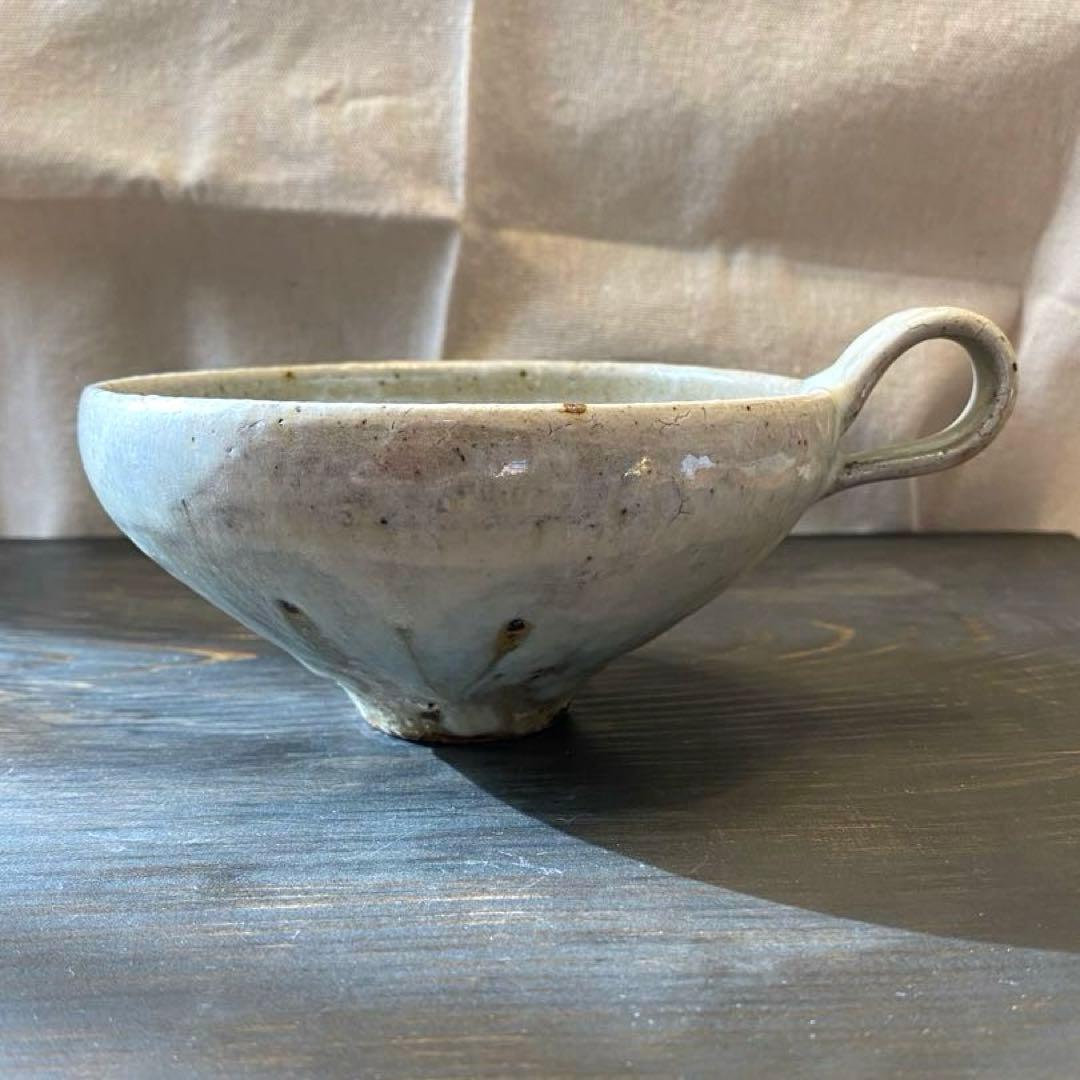 中村哲雄　薄灰　取っ手付きスープカップ 2個セット　作家もの