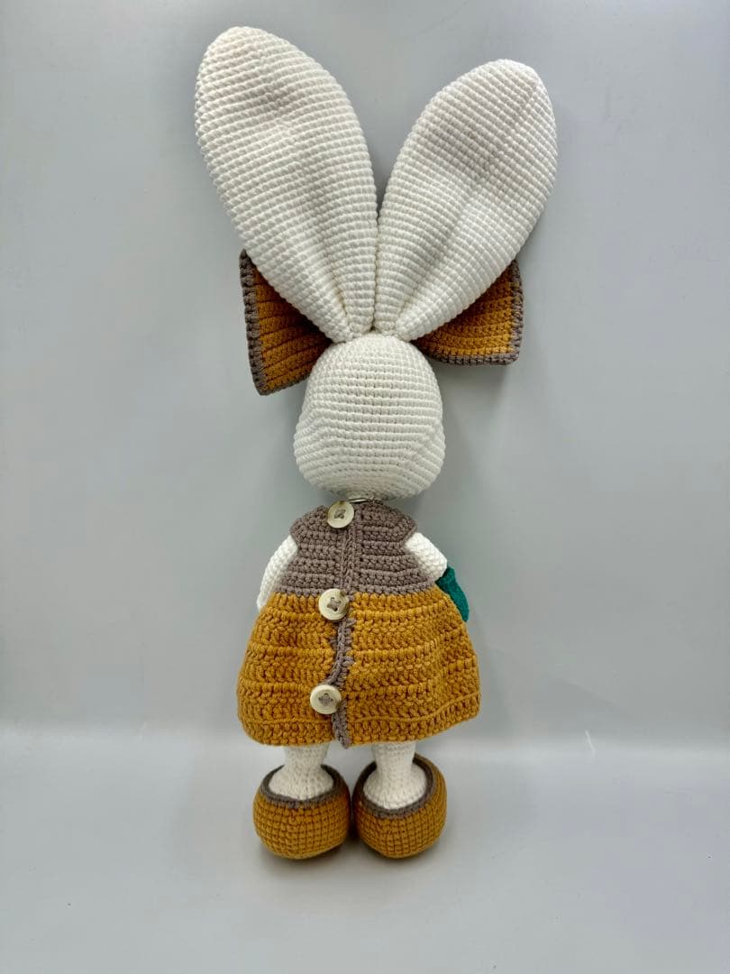 【ハンドメイド】 編みぐるみ+ 着替え服　大柄 うさぎちゃん #B50