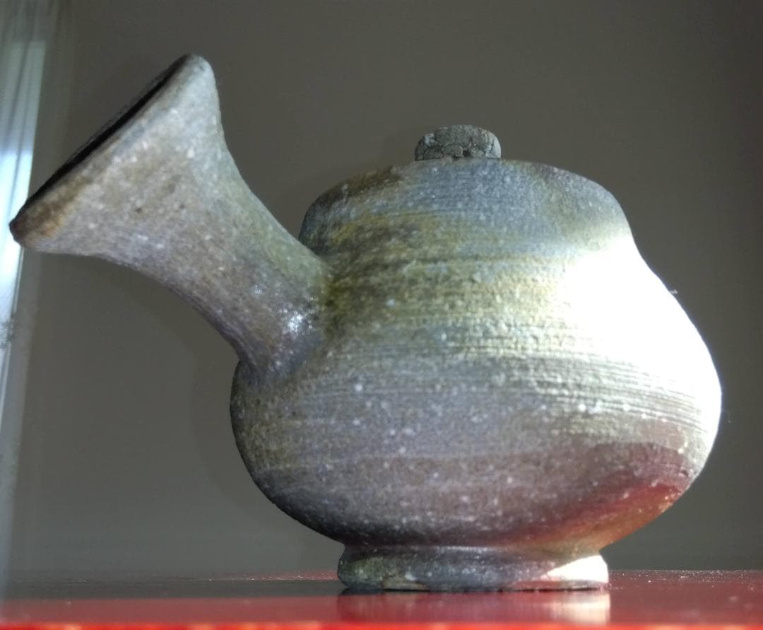 越前焼名工　白越不朝（塩越窯）自然灰釉究極美が迸る逸品横手（よこで）急須No:2