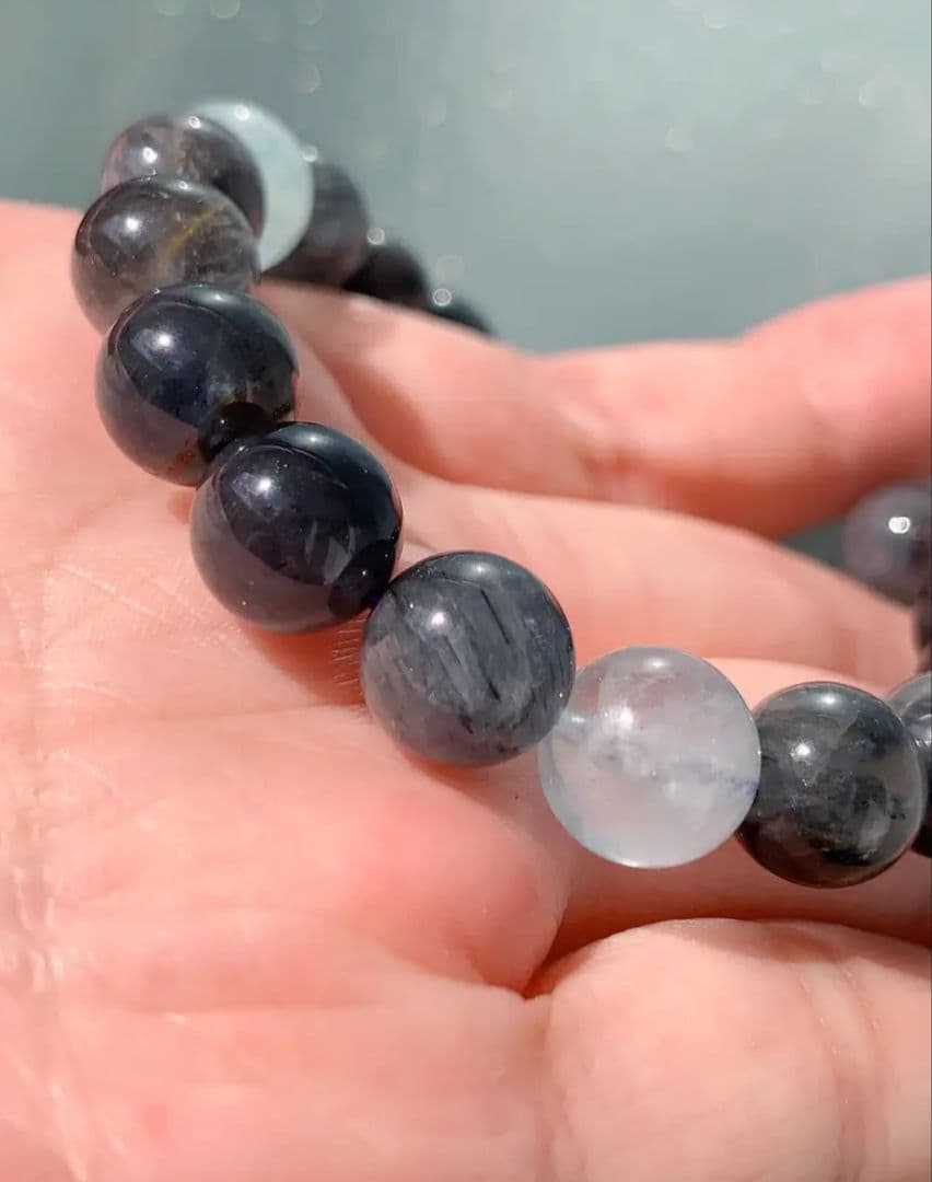 ◆希少◆ブルールチルクォーツ+アクアマリン K00705 天然石ブレスレット