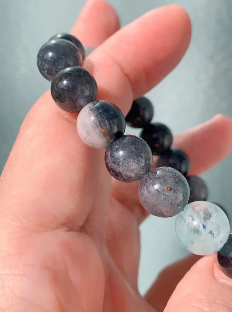 ◆希少◆ブルールチルクォーツ+アクアマリン K00705 天然石ブレスレット