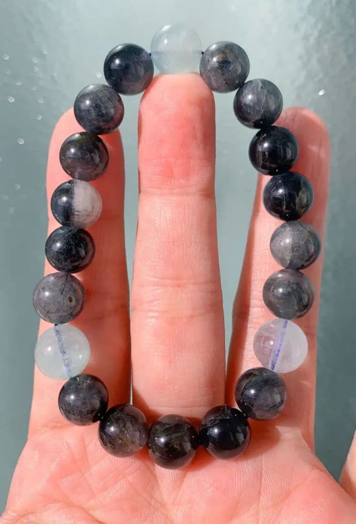 ◆希少◆ブルールチルクォーツ+アクアマリン K00705 天然石ブレスレット