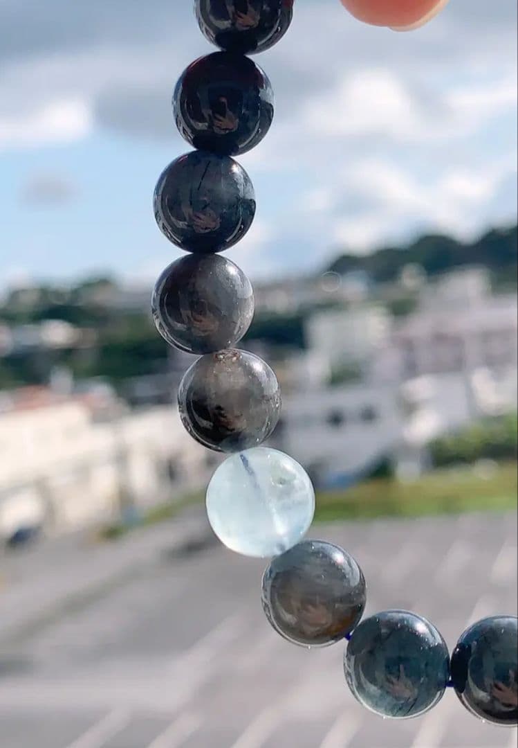 ◆希少◆ブルールチルクォーツ+アクアマリン K00705 天然石ブレスレット