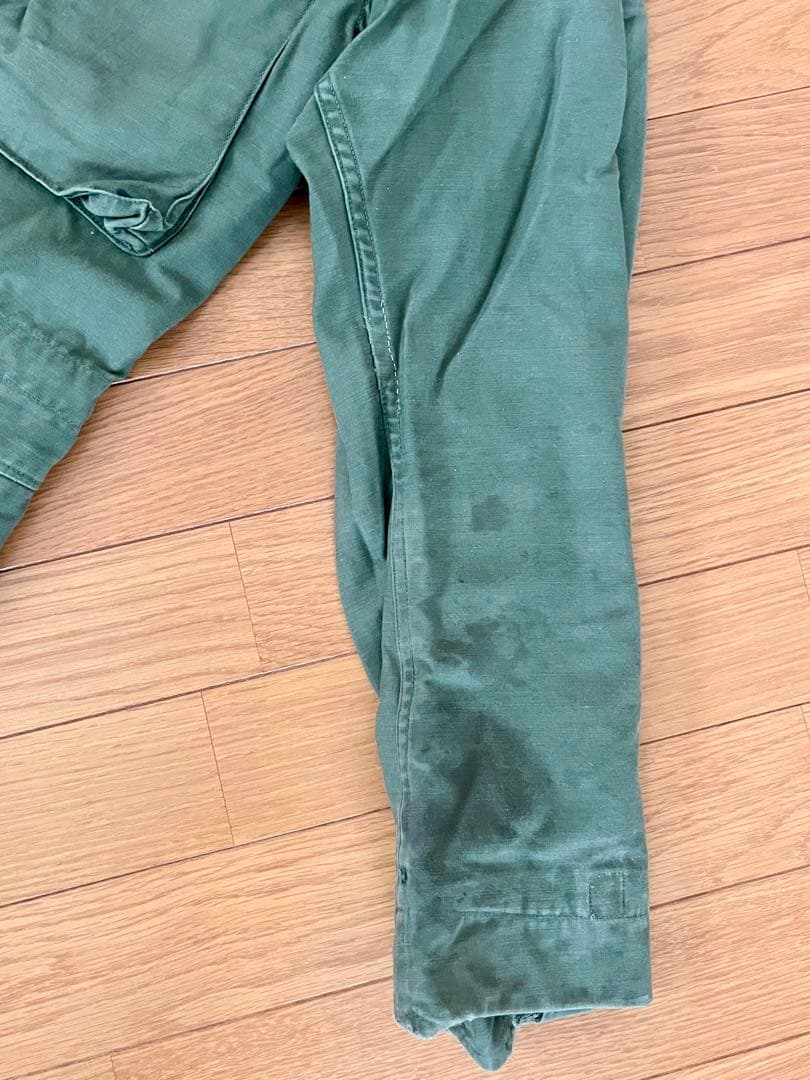 60's M-65 フィールドジャケット 裏地グレー 前部両袖オイルシミ 実物S