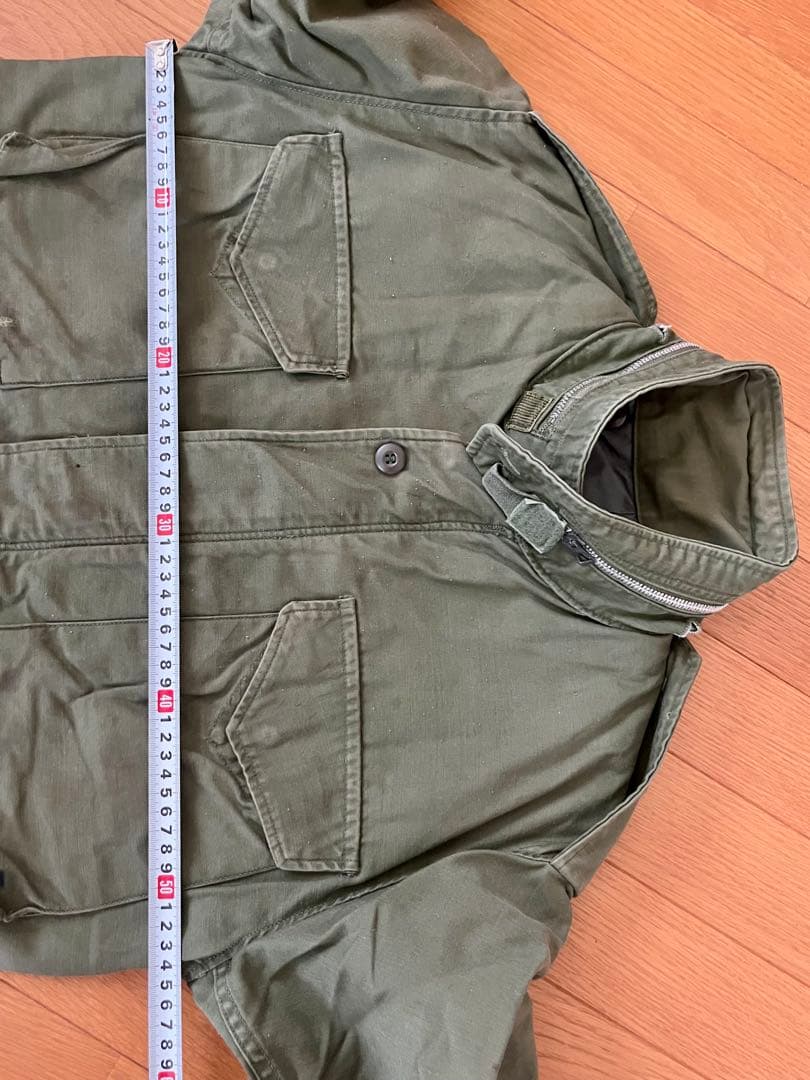 60's M-65 フィールドジャケット 裏地グレー 前部両袖オイルシミ 実物S