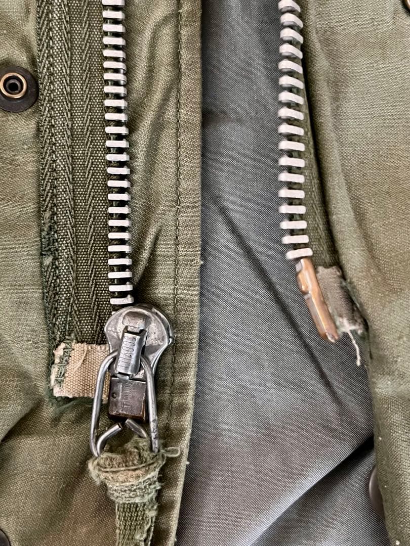 60's M-65 フィールドジャケット 裏地グレー 前部両袖オイルシミ 実物S