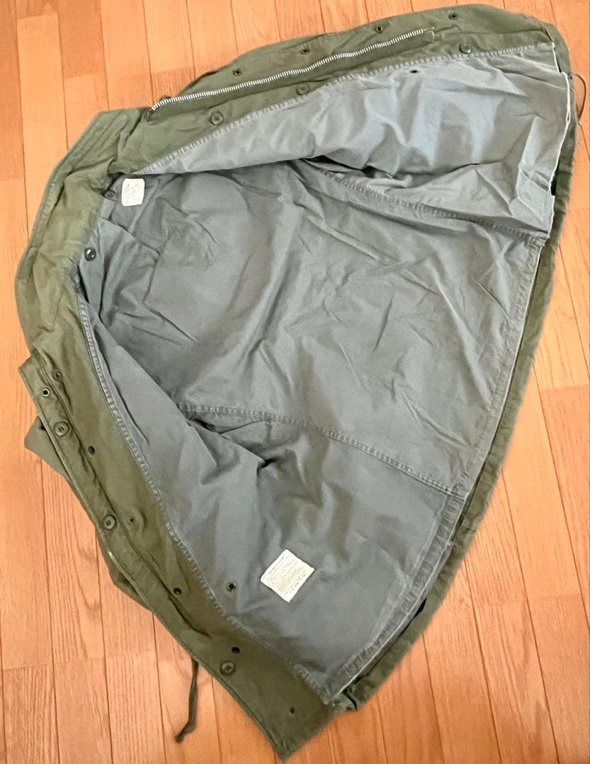 60's M-65 フィールドジャケット 裏地グレー 前部両袖オイルシミ 実物S