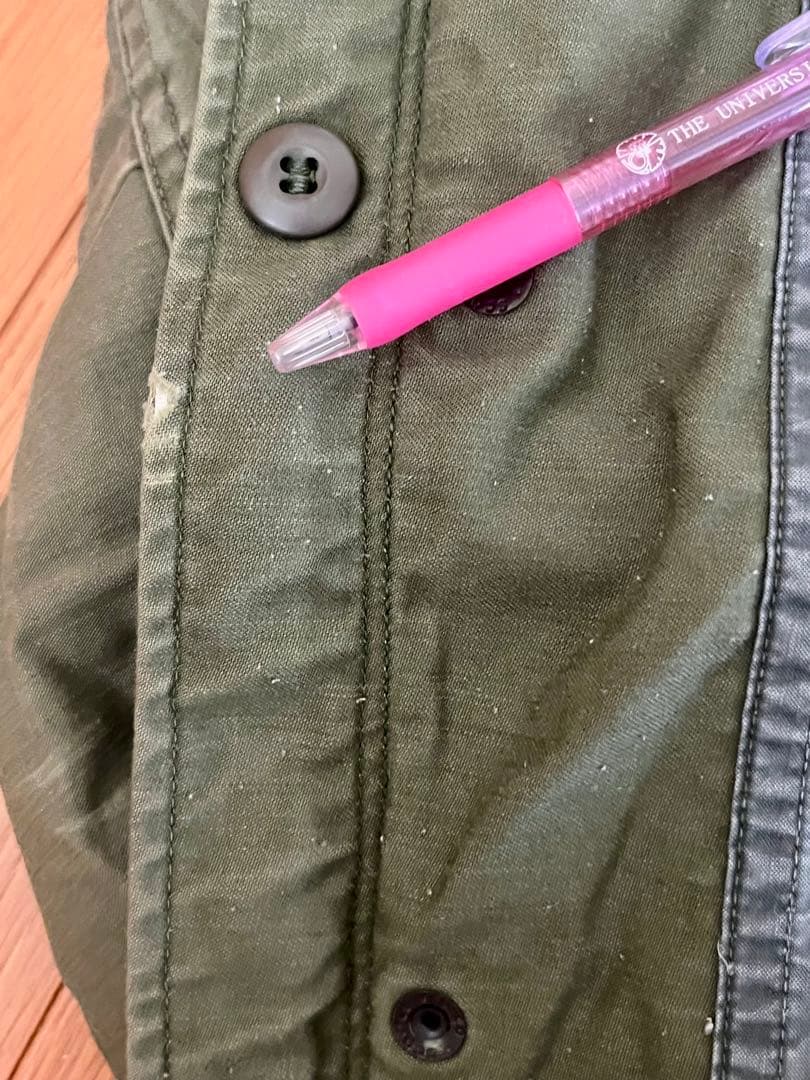 60's M-65 フィールドジャケット 裏地グレー 前部両袖オイルシミ 実物S