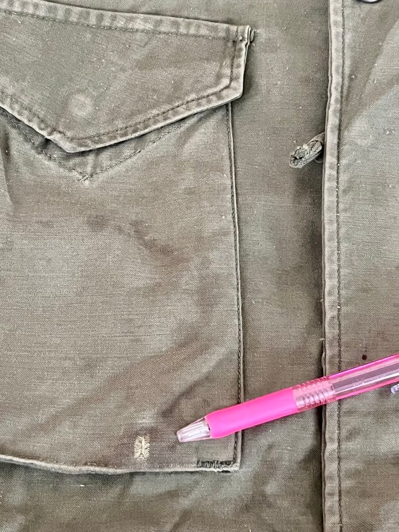 60's M-65 フィールドジャケット 裏地グレー 前部両袖オイルシミ 実物S