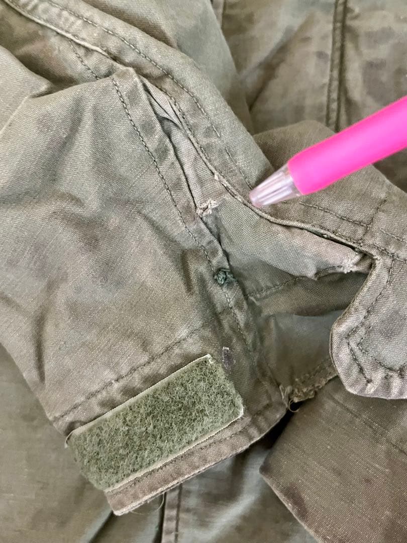 60's M-65 フィールドジャケット 裏地グレー 前部両袖オイルシミ 実物S