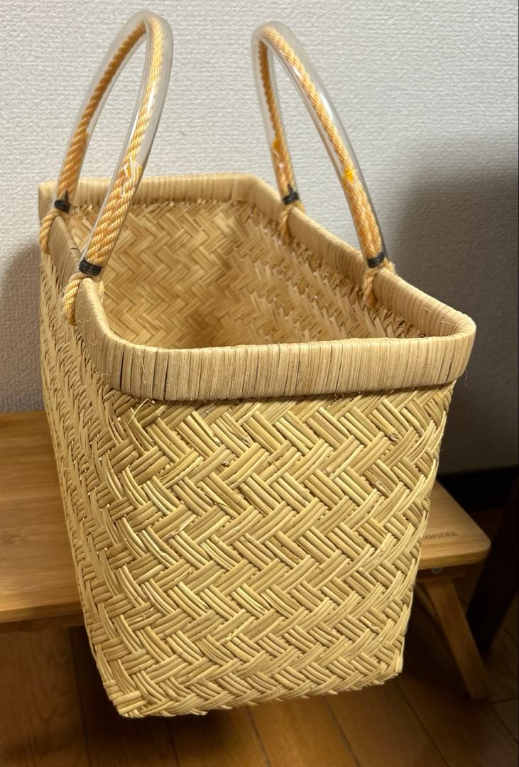 国産　篠竹市場カゴ　希少　カゴバッグ