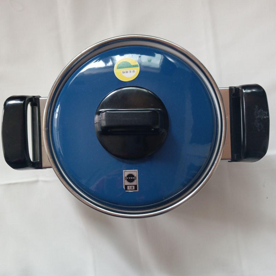 ヤマタカ ホーロー 鍋 両手鍋 片手鍋 花柄 青 昭和レトロ アンティーク