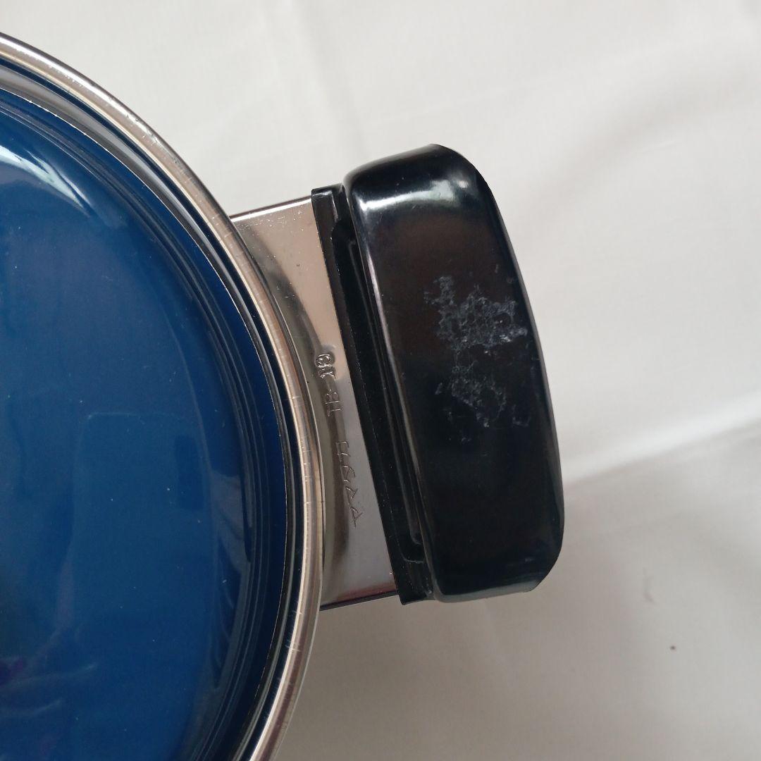 ヤマタカ ホーロー 鍋 両手鍋 片手鍋 花柄 青 昭和レトロ アンティーク