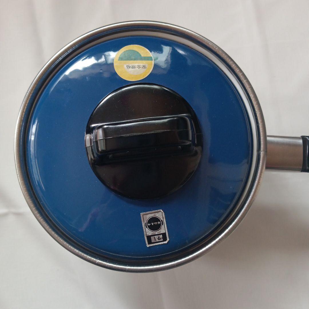 ヤマタカ ホーロー 鍋 両手鍋 片手鍋 花柄 青 昭和レトロ アンティーク