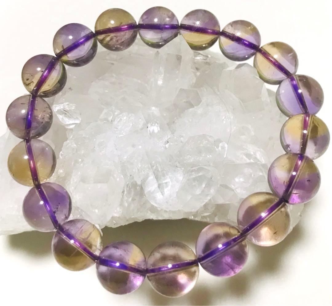 天然石　ボリビア産　バイカラー　アメトリン　ブレスレット　１１.５mm