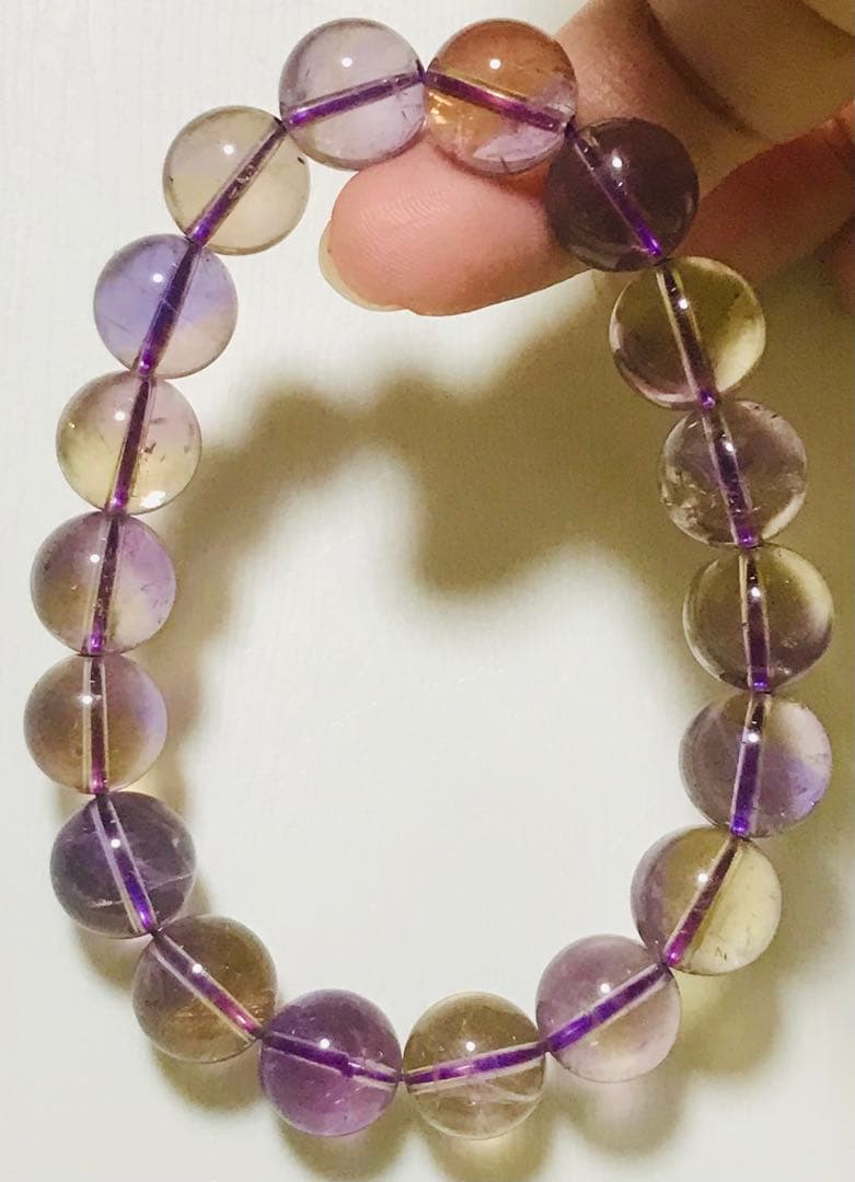天然石　ボリビア産　バイカラー　アメトリン　ブレスレット　１１.５mm