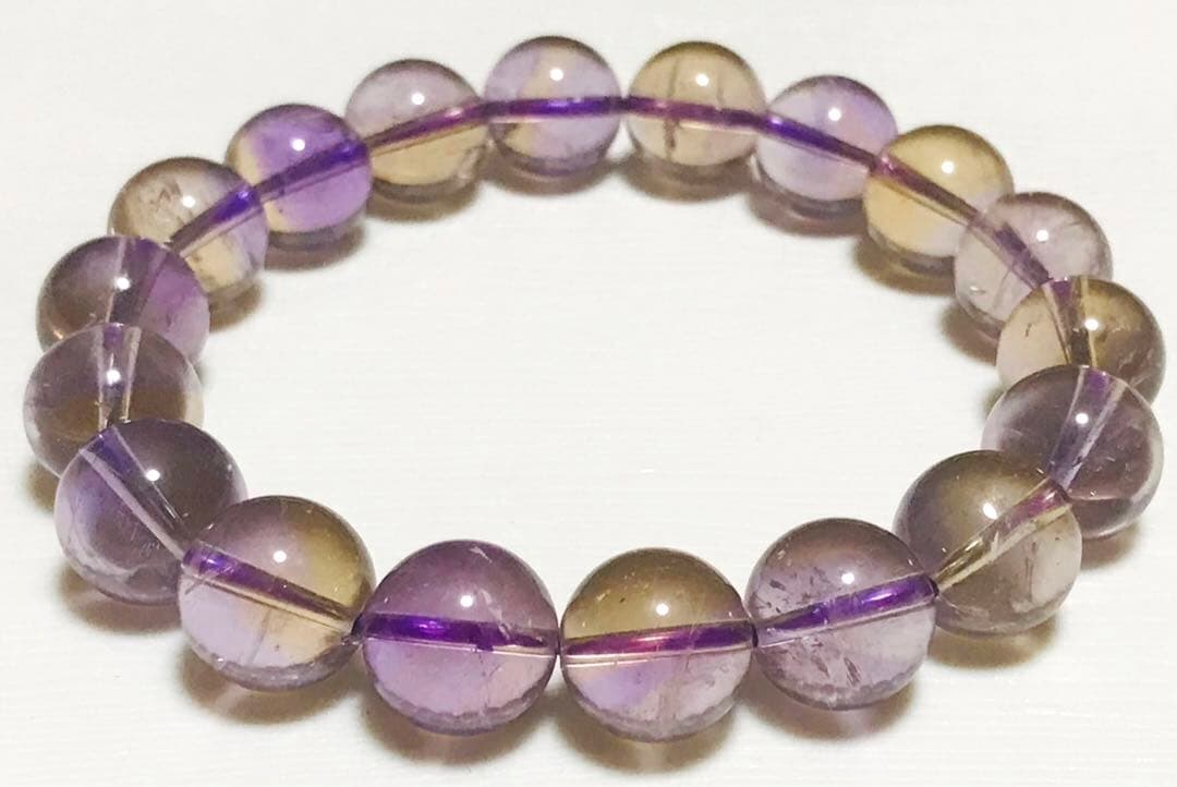天然石　ボリビア産　バイカラー　アメトリン　ブレスレット　１１.５mm