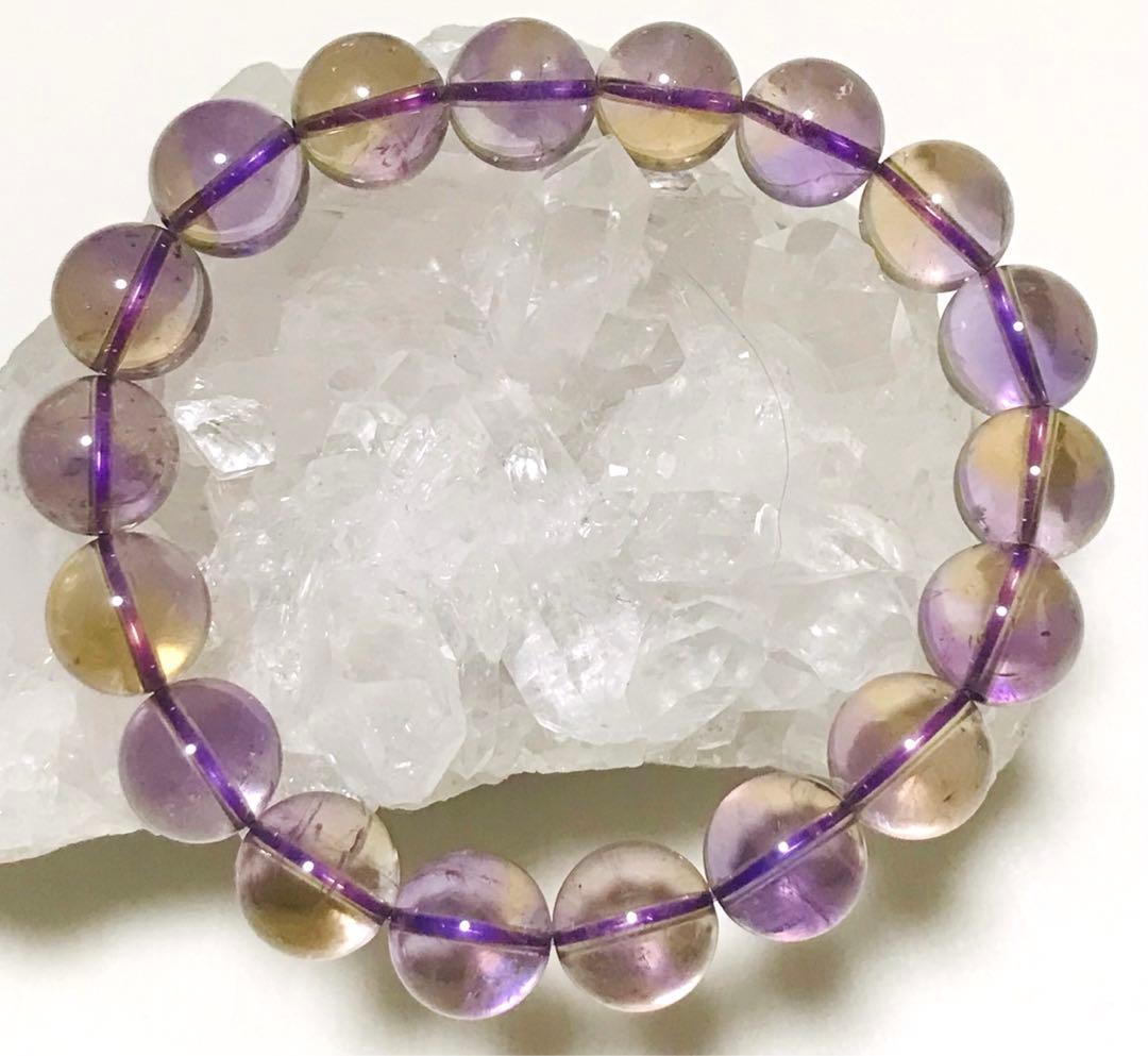 天然石　ボリビア産　バイカラー　アメトリン　ブレスレット　１１.５mm