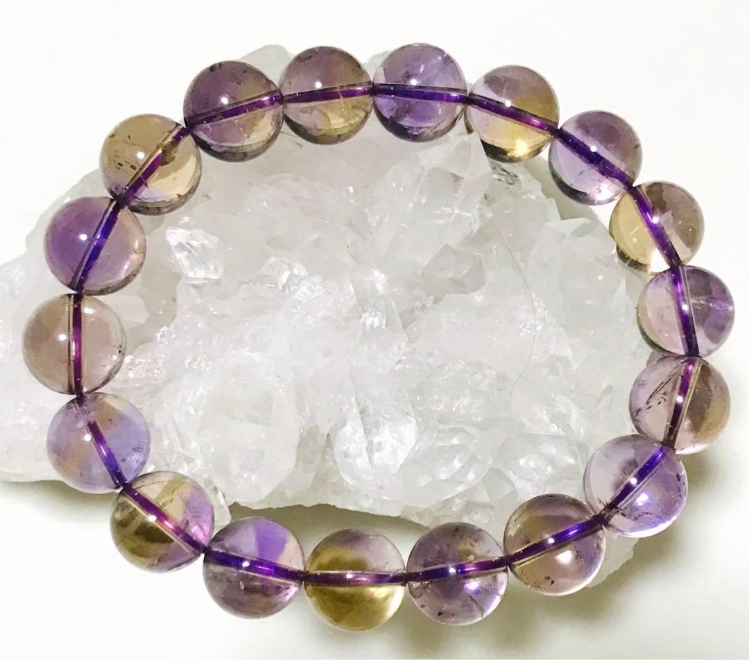 天然石　ボリビア産　バイカラー　アメトリン　ブレスレット　１１.５mm