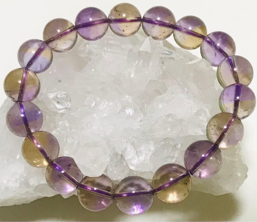 天然石　ボリビア産　バイカラー　アメトリン　ブレスレット　１１.５mm