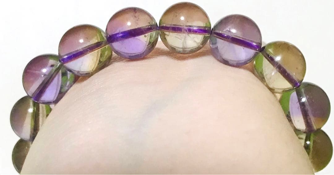 天然石　ボリビア産　バイカラー　アメトリン　ブレスレット　１１.５mm