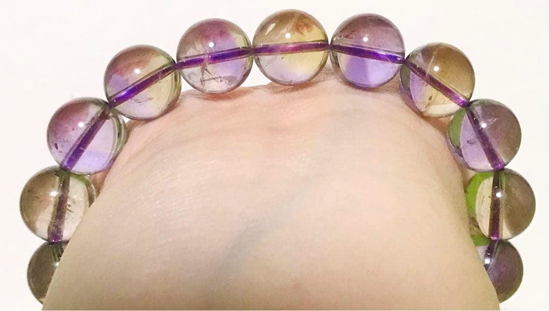 天然石　ボリビア産　バイカラー　アメトリン　ブレスレット　１１.５mm