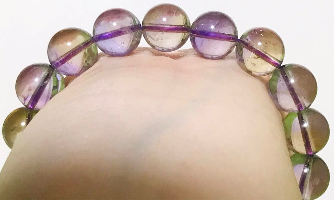 天然石　ボリビア産　バイカラー　アメトリン　ブレスレット　１１.５mm