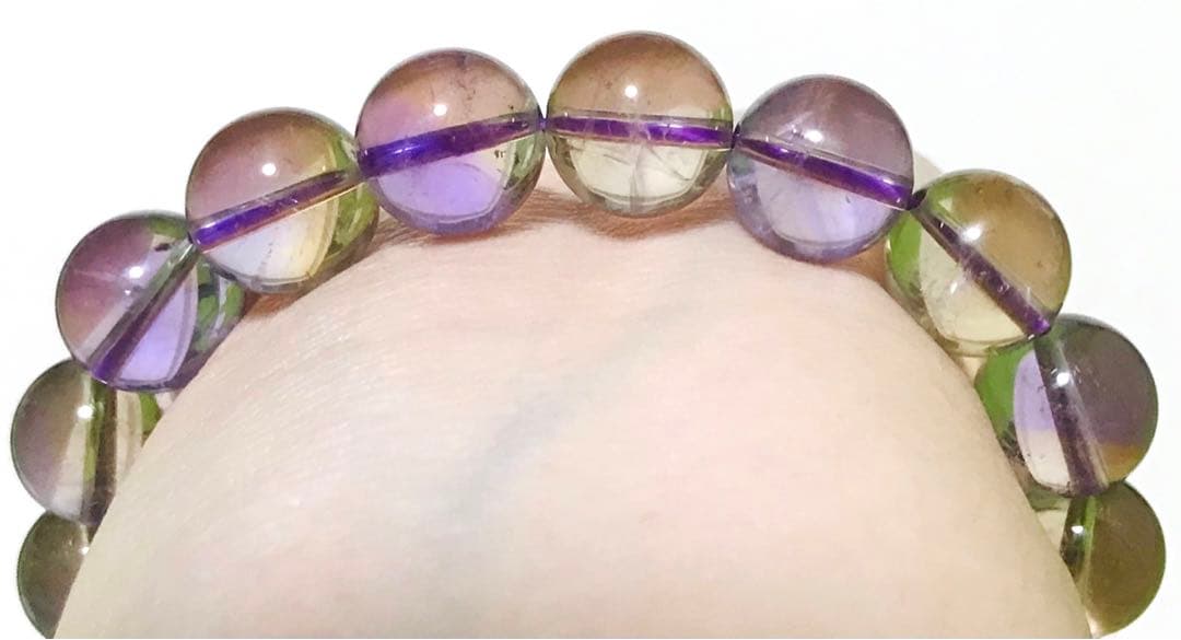 天然石　ボリビア産　バイカラー　アメトリン　ブレスレット　１１.５mm