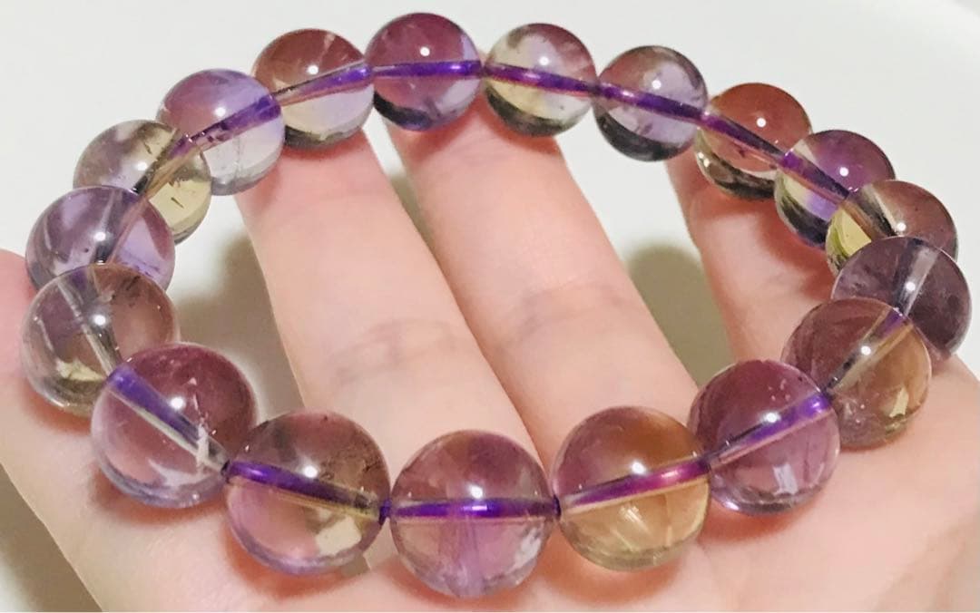 天然石　ボリビア産　バイカラー　アメトリン　ブレスレット　１１.５mm