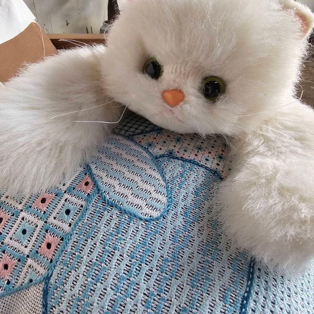 【q091/k】オオイケ ぬいぐるみ ペルシャ猫 ネコ昭和レトロ 日本製 希少